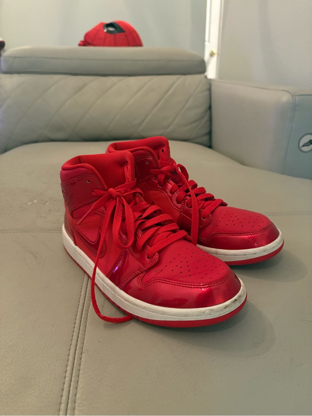 Jordan Kids Red High-Top Sneakers - Glossy Red Finish